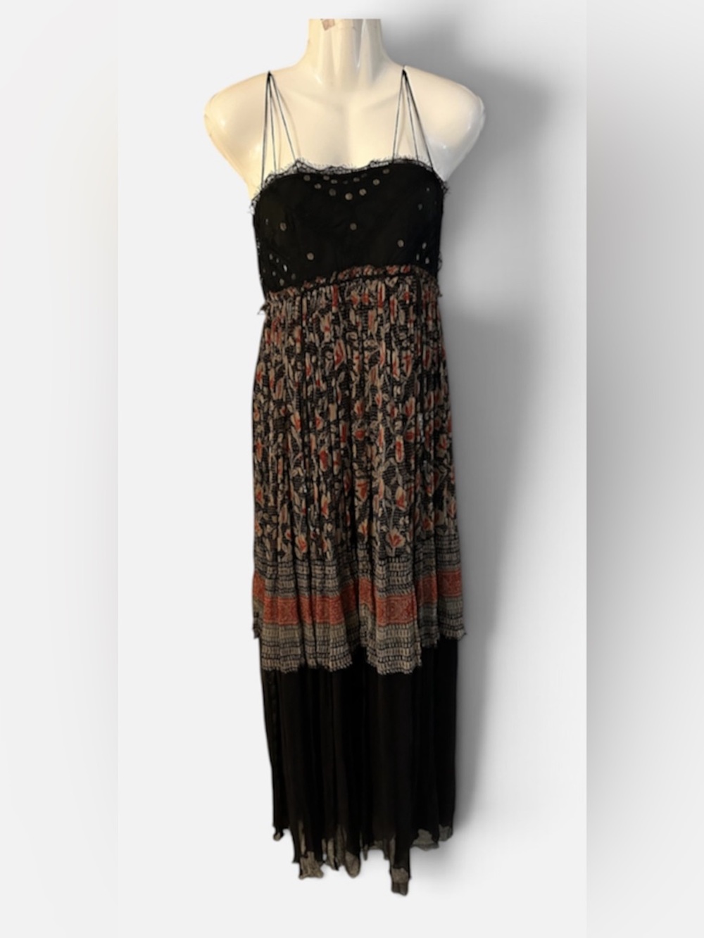 Free people vintage - Black and Rust boho maxi dress